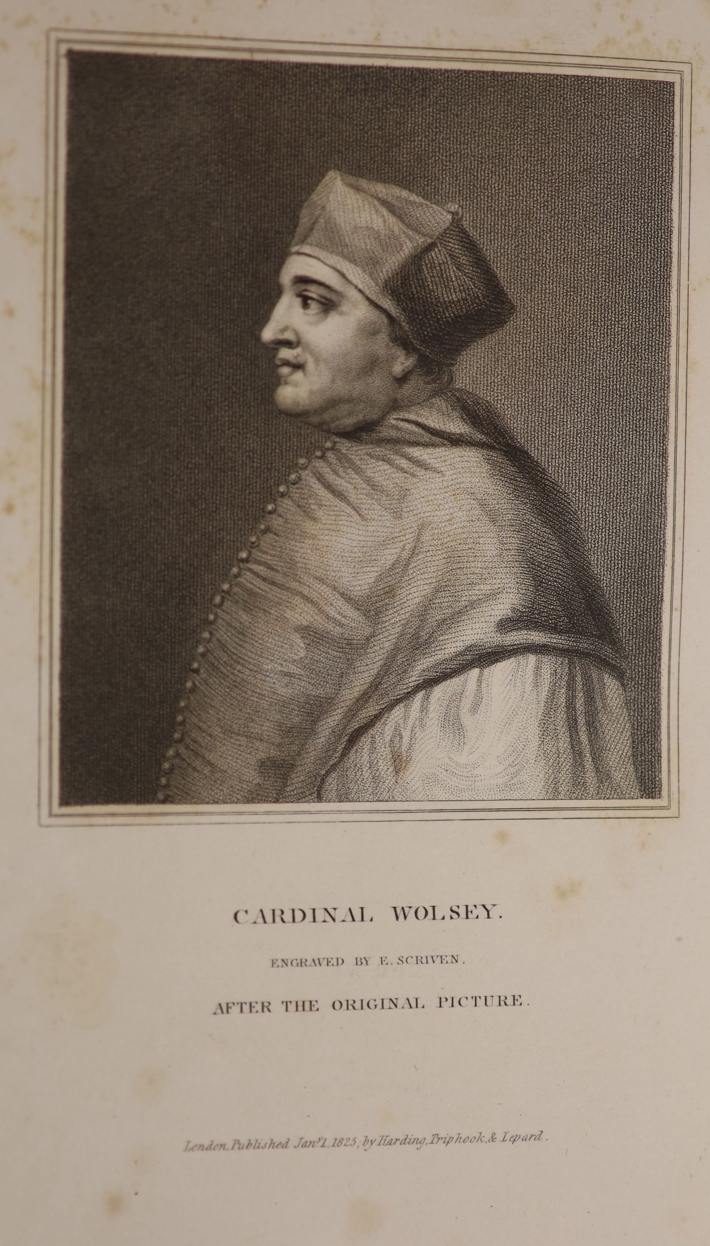 Cavendish, George - The Life of Cardinal Wolsey… And Metrical Visions, from the Original Autograph Manuscript… 2 vols. Half title and title page vignette to each plus 9 plates. Half calf and marbled paper, gilt decorated